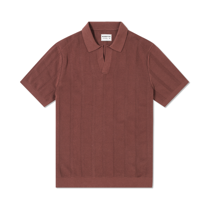 Ladder Knit Sweater Polo Deep Mauve front flat