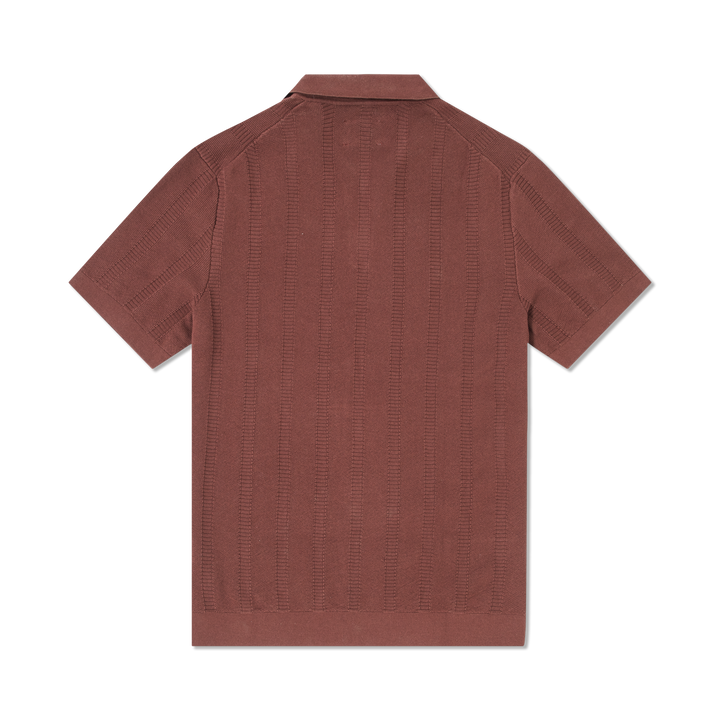 Ladder Knit Sweater Polo Deep Mauve back flat