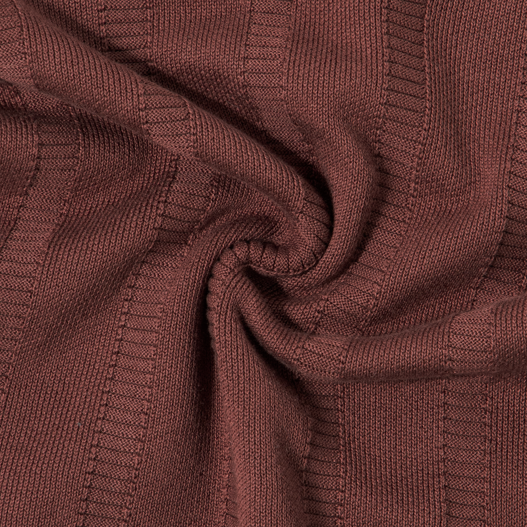 Ladder Knit Sweater Polo Deep Mauve fabric detail