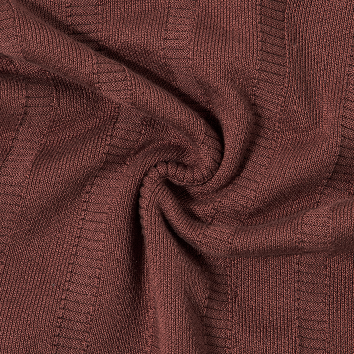 Ladder Knit Sweater Polo Deep Mauve fabric detail