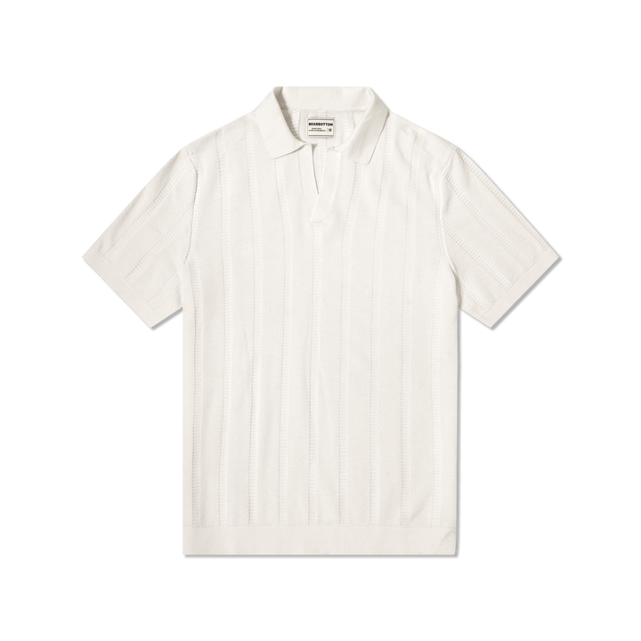 Ladder Knit Sweater Polo White front flat