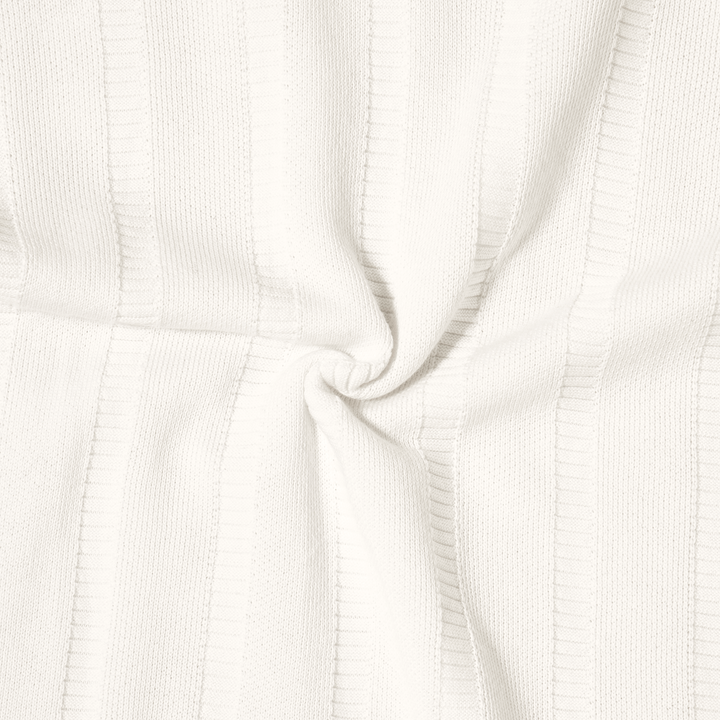 Ladder Knit Sweater Polo White fabric detail