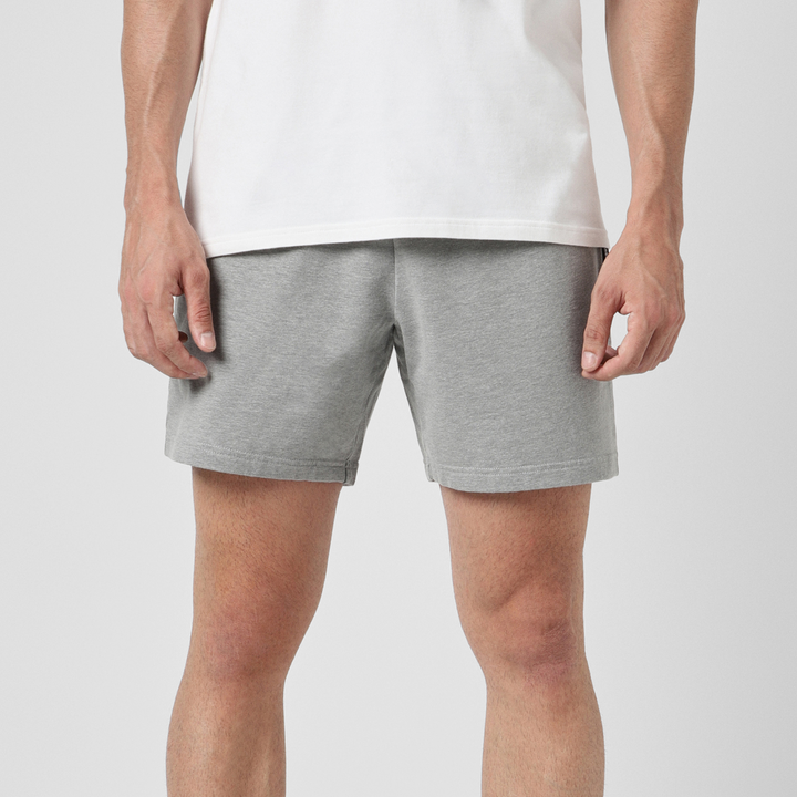 Lounge Short 5" Heather Grey front on model