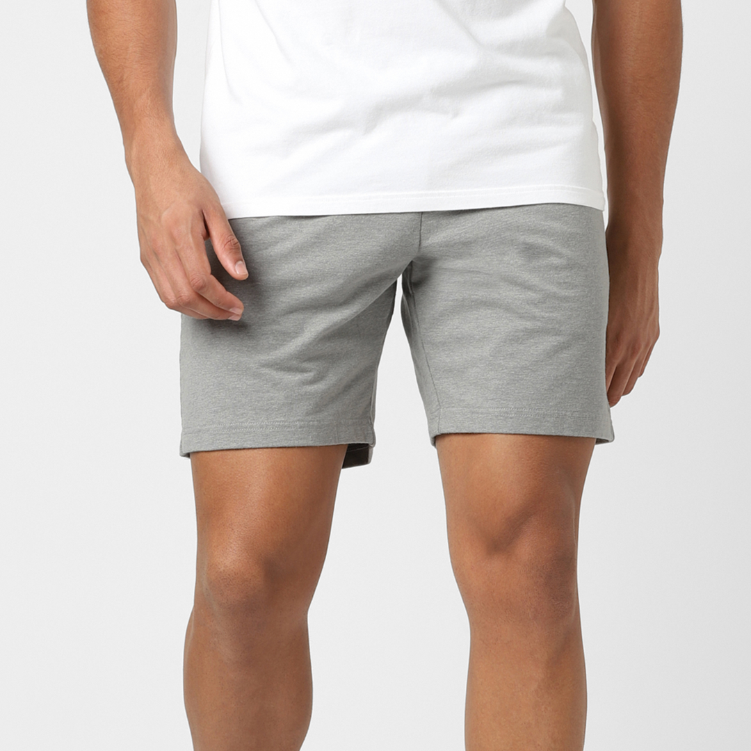 Lounge Short 7" Heather Grey front on model