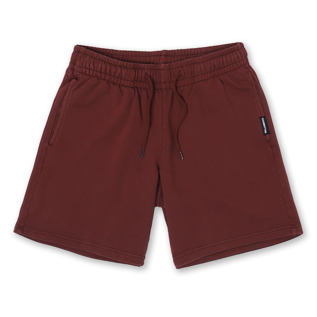 Loft Short 7" Maroon front with elastic waistband, fabric drawstring with metal tips, and two inseam pockets