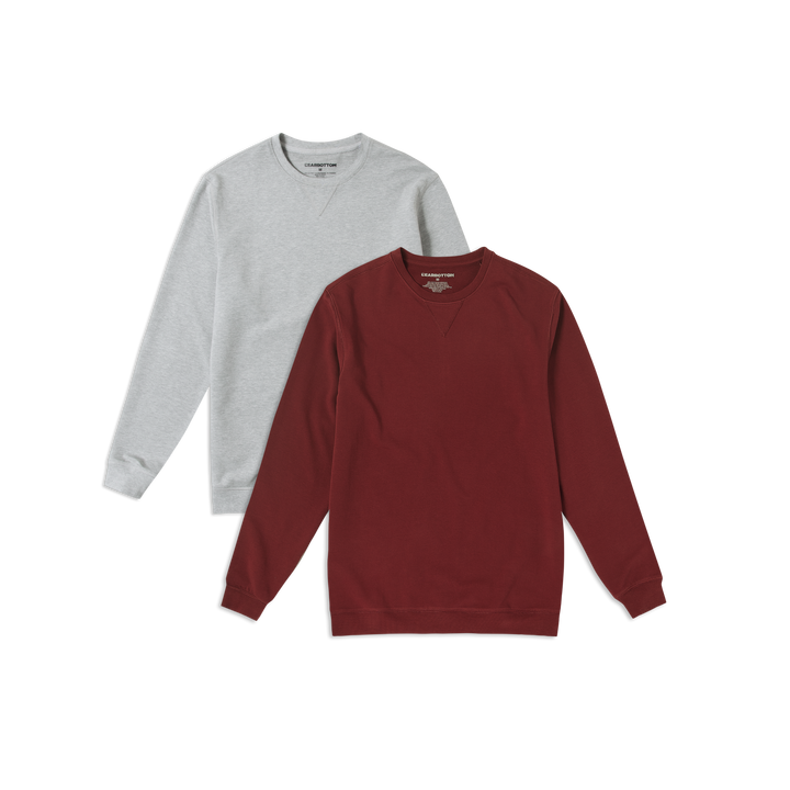 Lounge Crewneck 2pk in Heather Grey and Maroon