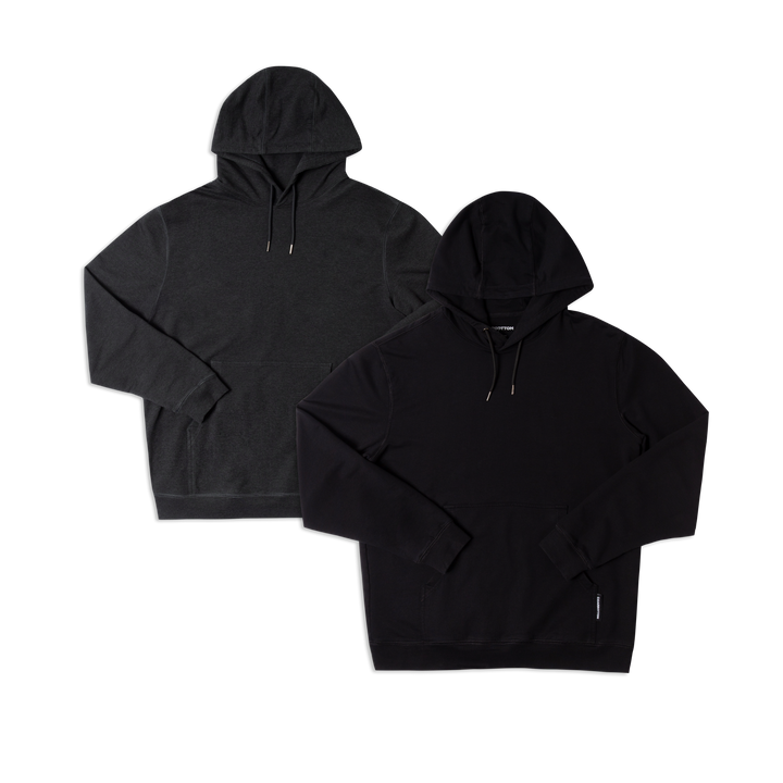 Lounge Hoodie 2 pack in Heather Shadow and Black