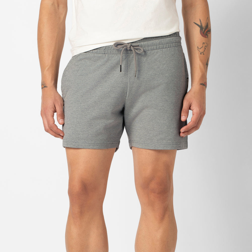 Lounge Short 5 Heather Grey front on model