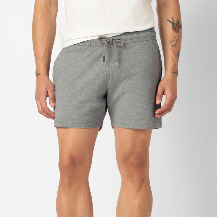 Lounge Short 5 Heather Grey front on model