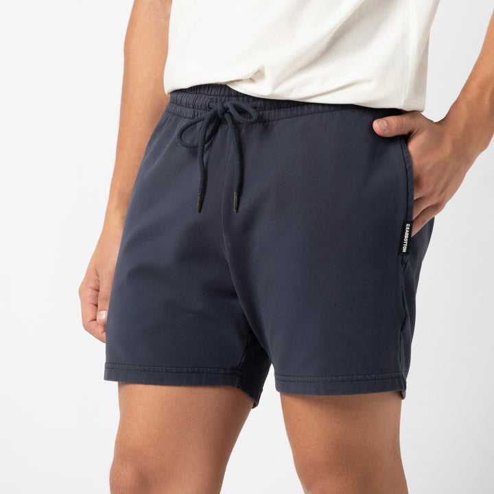 Lounge Short 5 Navy side on model
