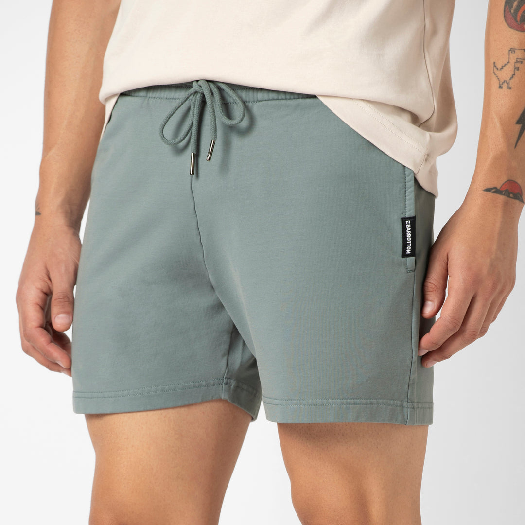 Lounge Short 5 Shark Grey close up front on model