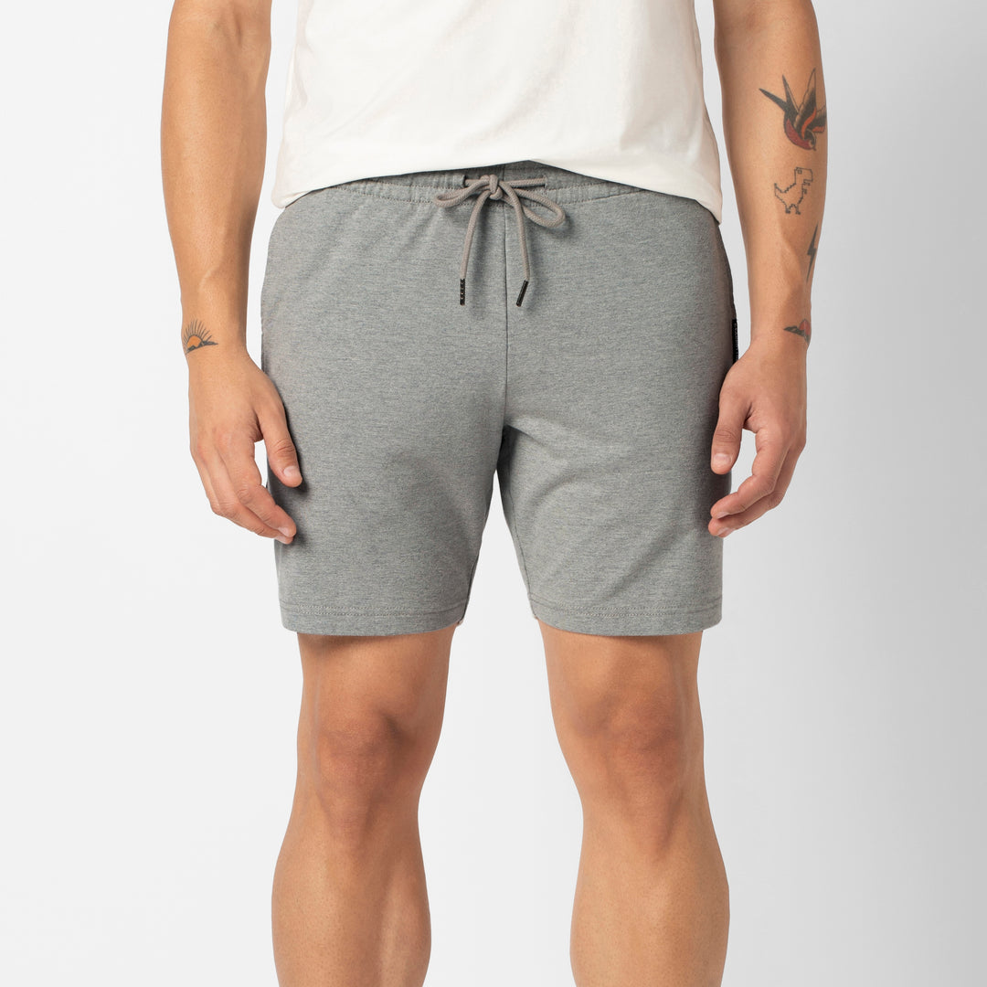 Lounge Short 7 Heather Grey front on model