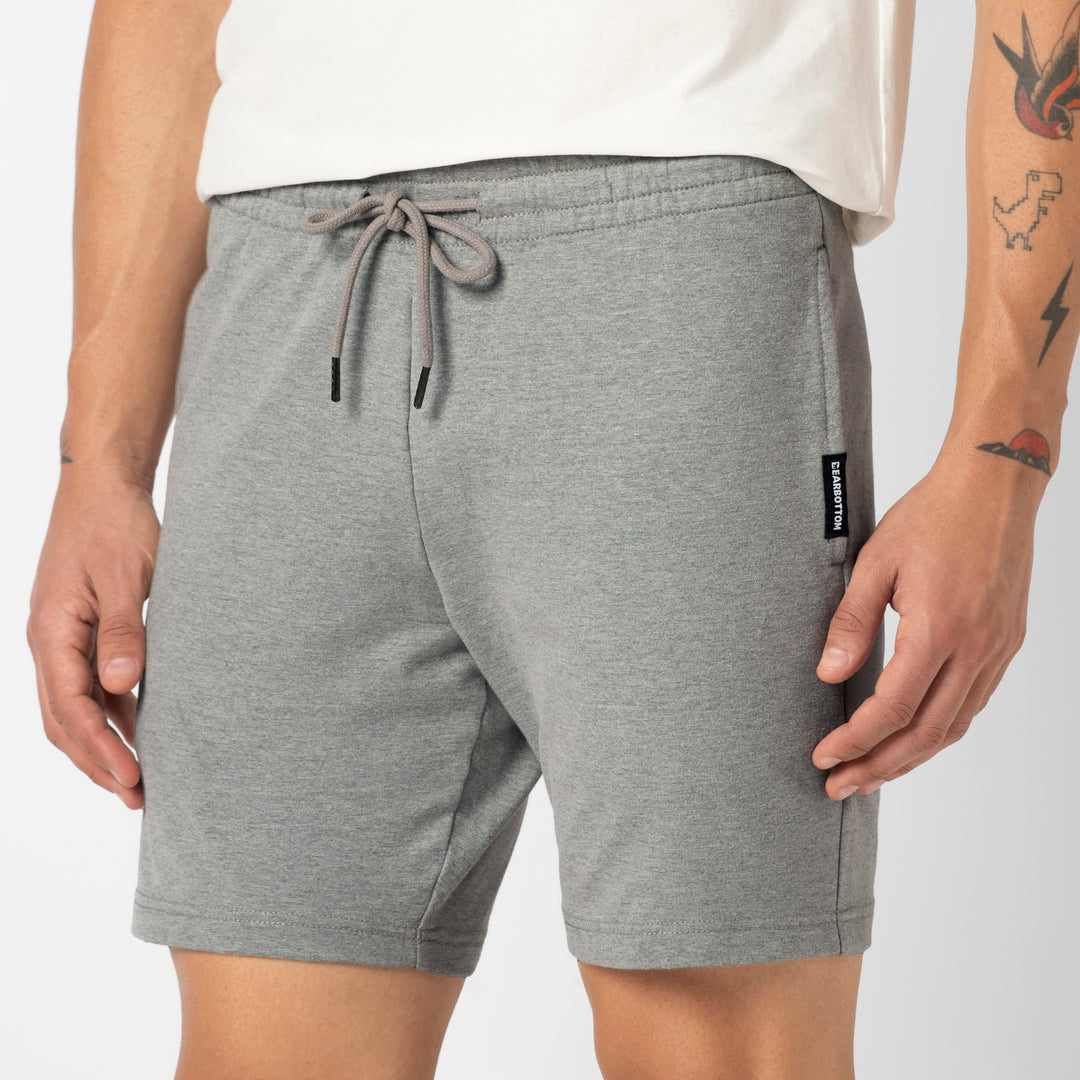 Lounge Short 7 Heather Grey close up on model