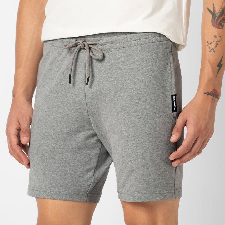Lounge Short 7 Heather Grey close up on model