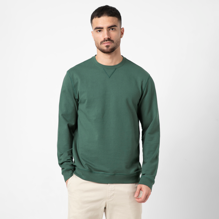 Lounge Crewneck Dark Sage front on model