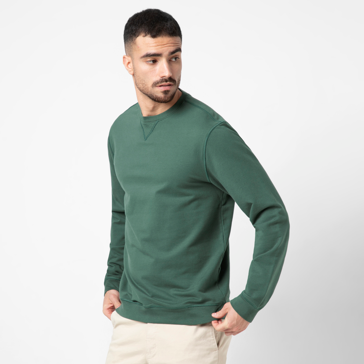 Lounge Crewneck Dark Sage side on model