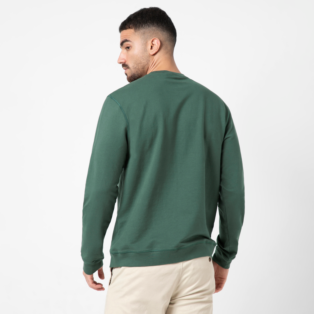 Lounge Crewneck Dark Sage back on model