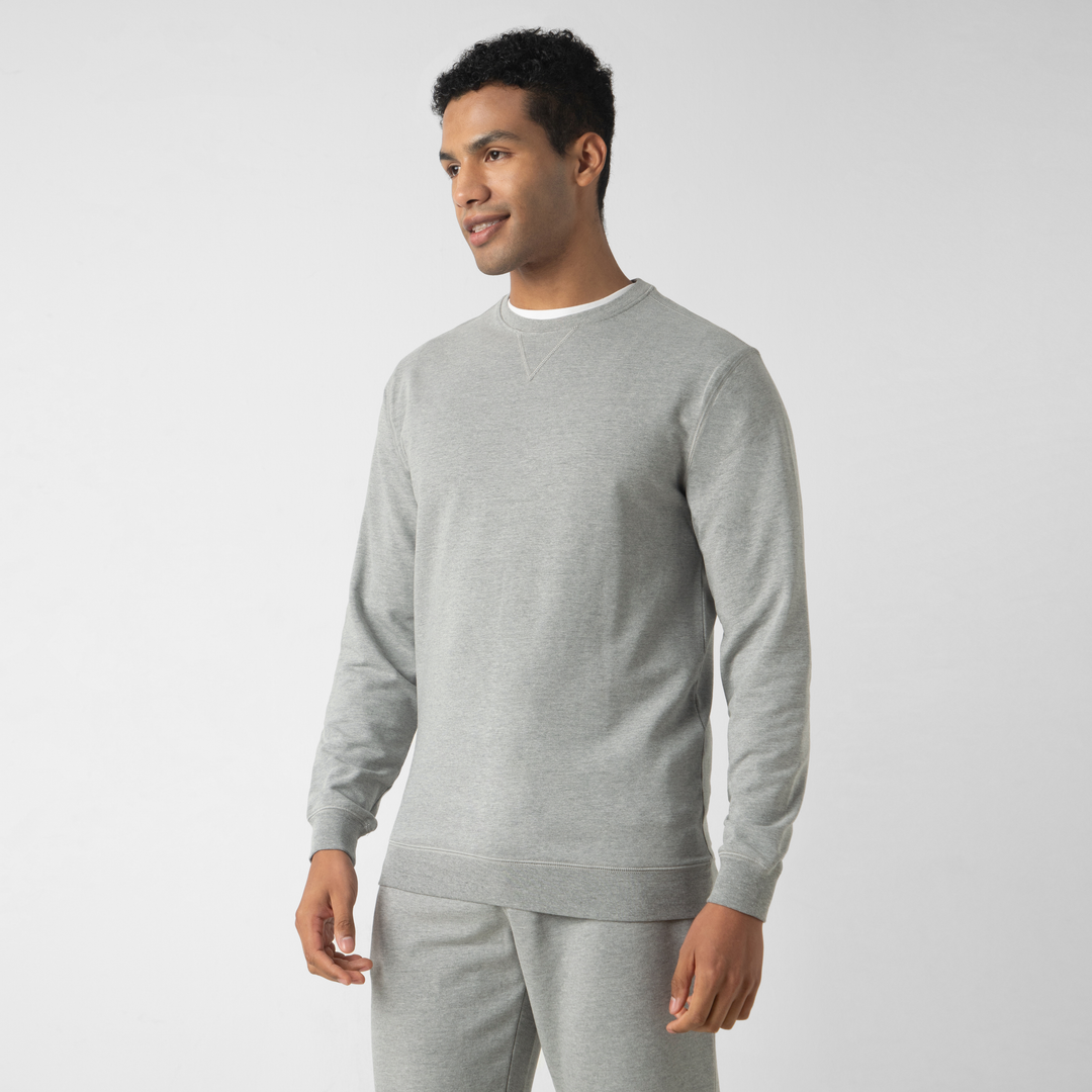 Lounge Crewneck Heather Grey side on model