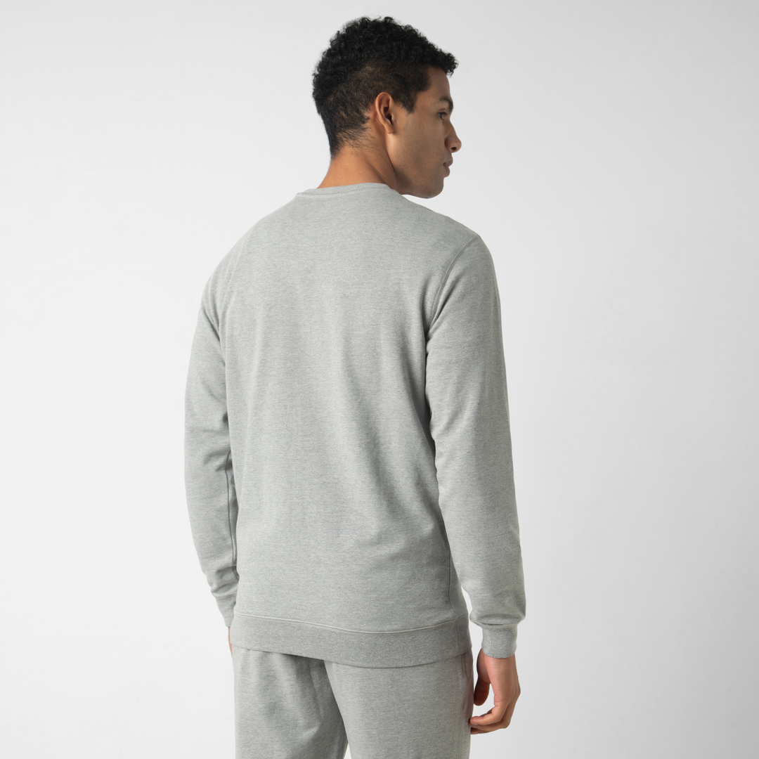 Lounge Crewneck Heather Grey back on model