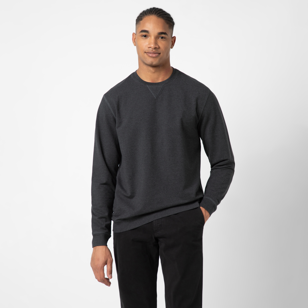 Lounge Crewneck Heather Shadow front on model