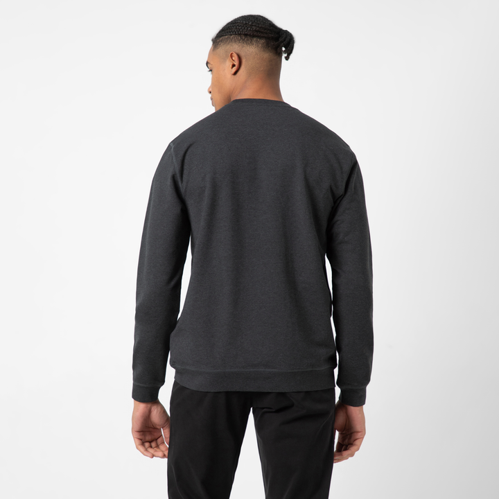 Lounge Crewneck Heather Shadow back on model