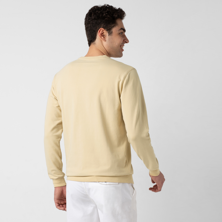 Lounge Crewneck Khaki back on model