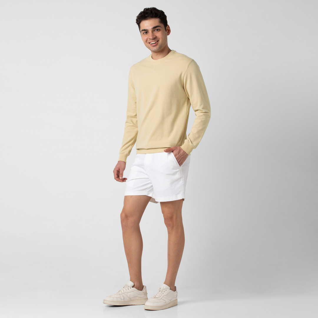 Lounge Crewneck Khaki full body on model