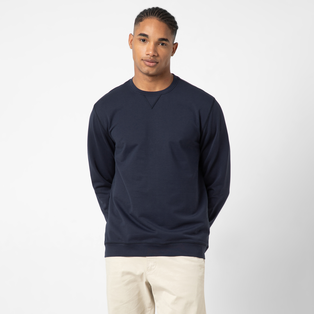 Lounge Crewneck Navy front on model