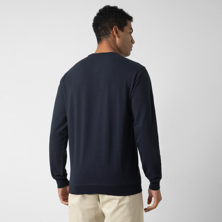 Lounge Crewneck Navy back on model