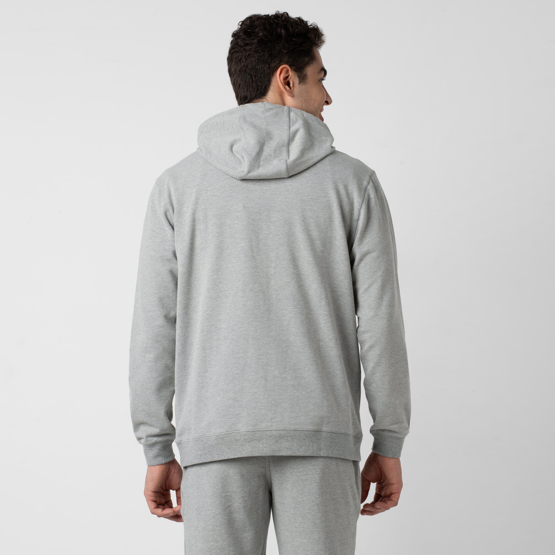 Lounge Hoodie Heather Grey back on model