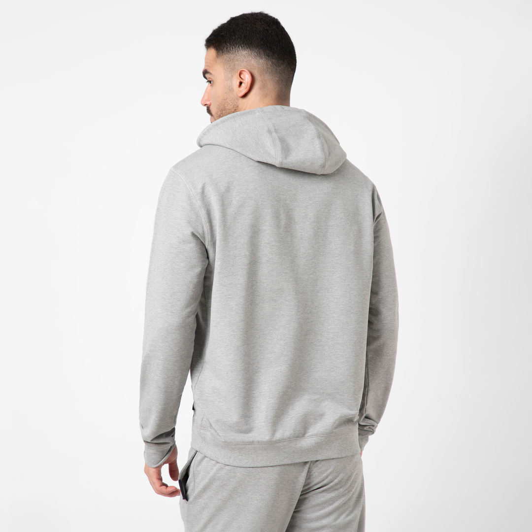 Lounge Hoodie Heather Grey back on model