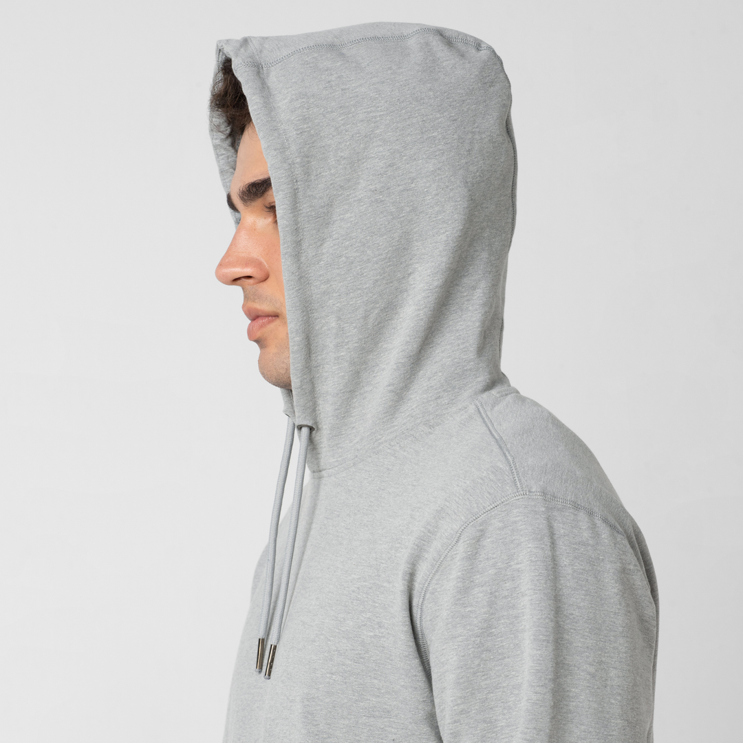 Lounge Hoodie Heather Grey close up hood