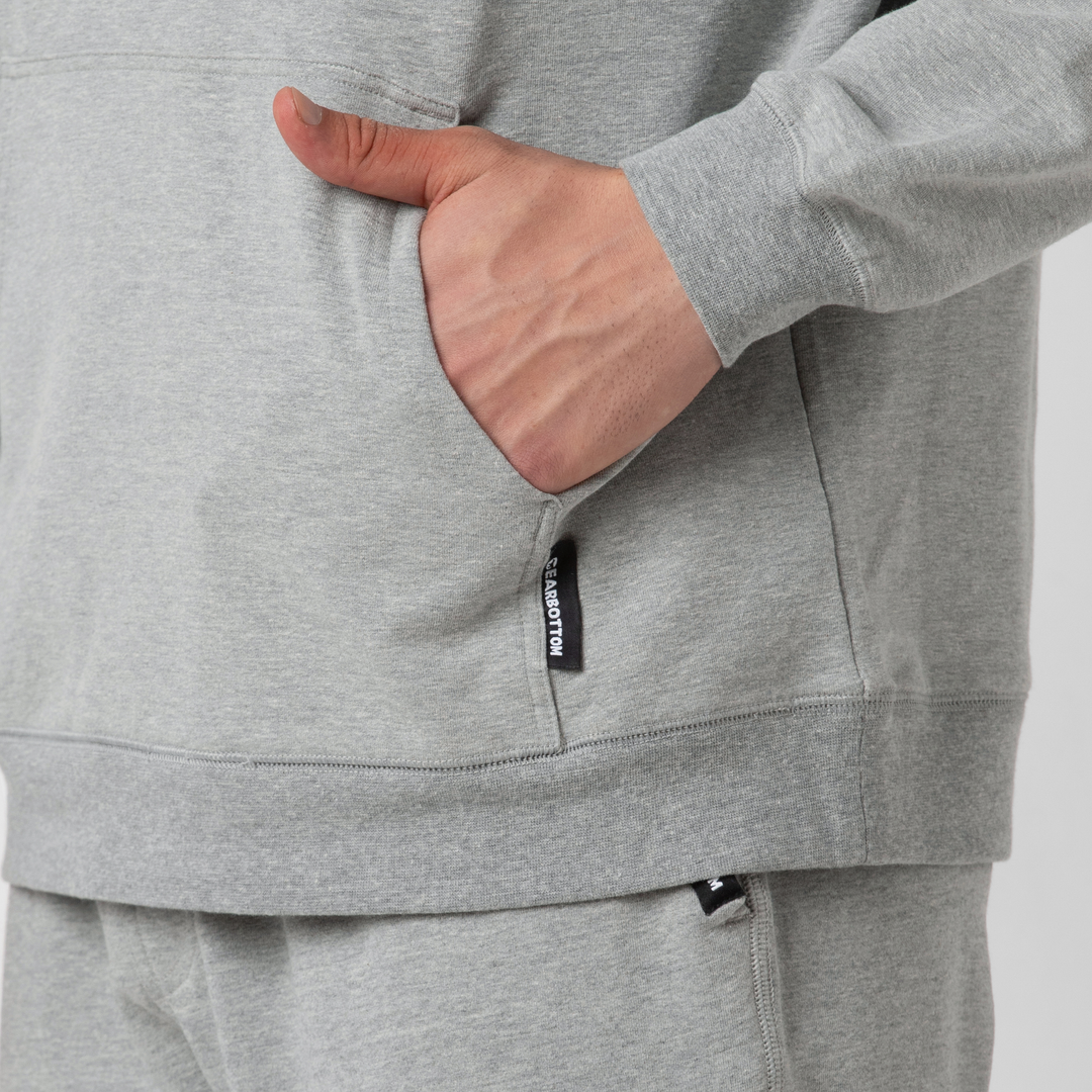 Lounge Hoodie Heather Grey close up pocket