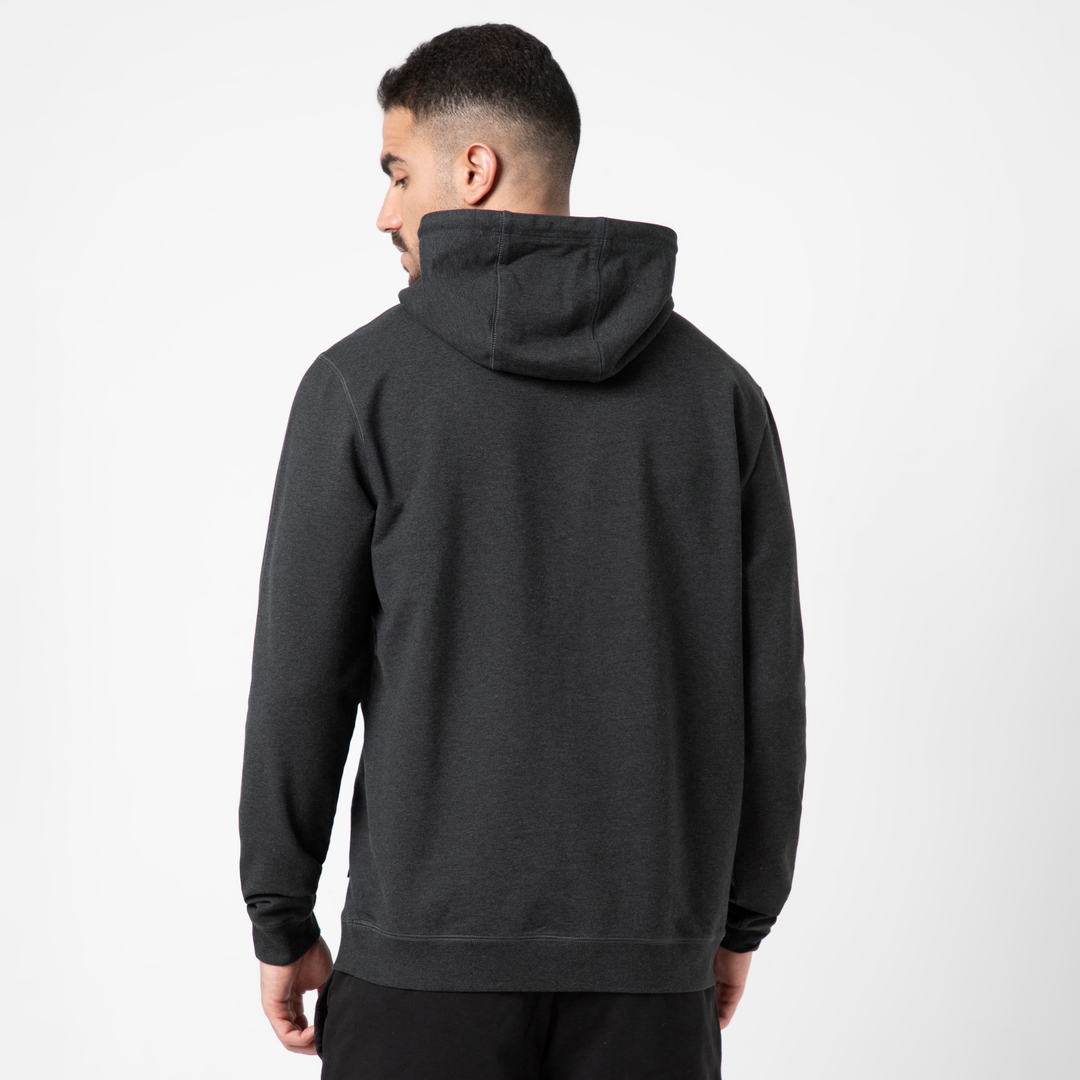 Lounge Hoodie Dark Heather Shadow back on model