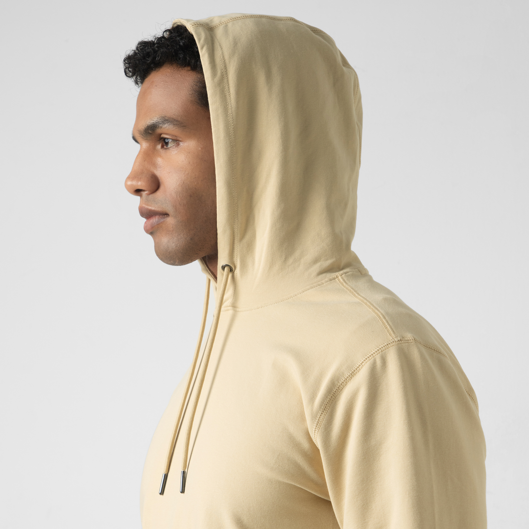 Lounge Hoodie Khaki close up hood