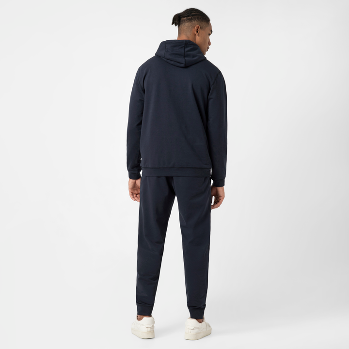 Lounge Jogger Navy back full body on model with Lounge Hoodie Nay