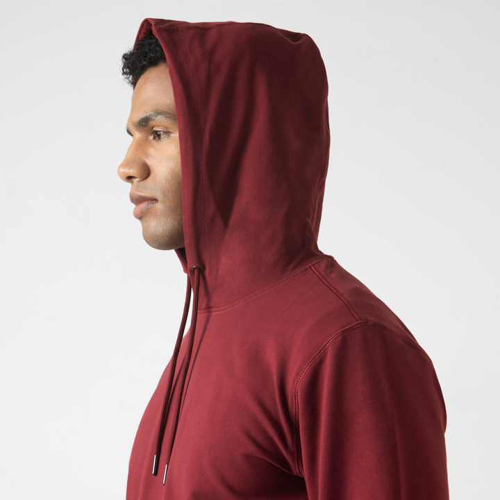 Lounge Hoodie Maroon close up hood