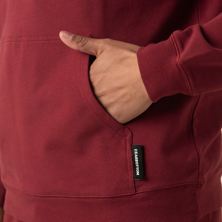 Lounge Hoodie Maroon close up pocket