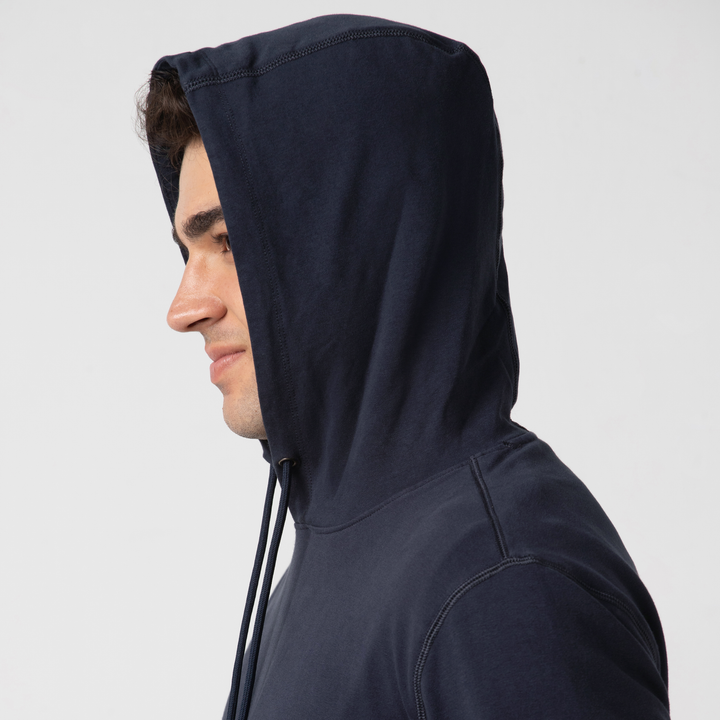 Lounge Hoodie Navy close up hood