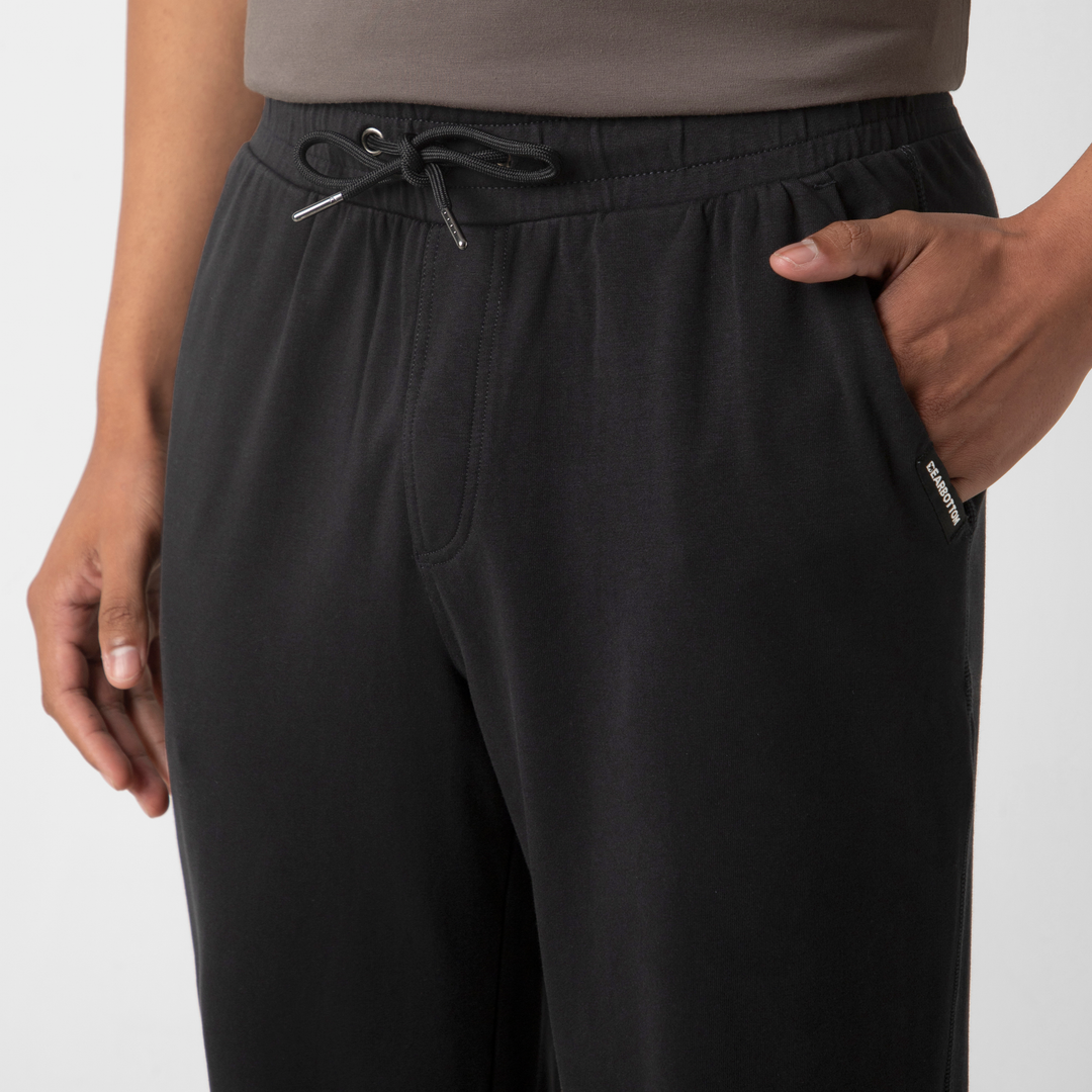 Lounge Jogger Black close up front on model