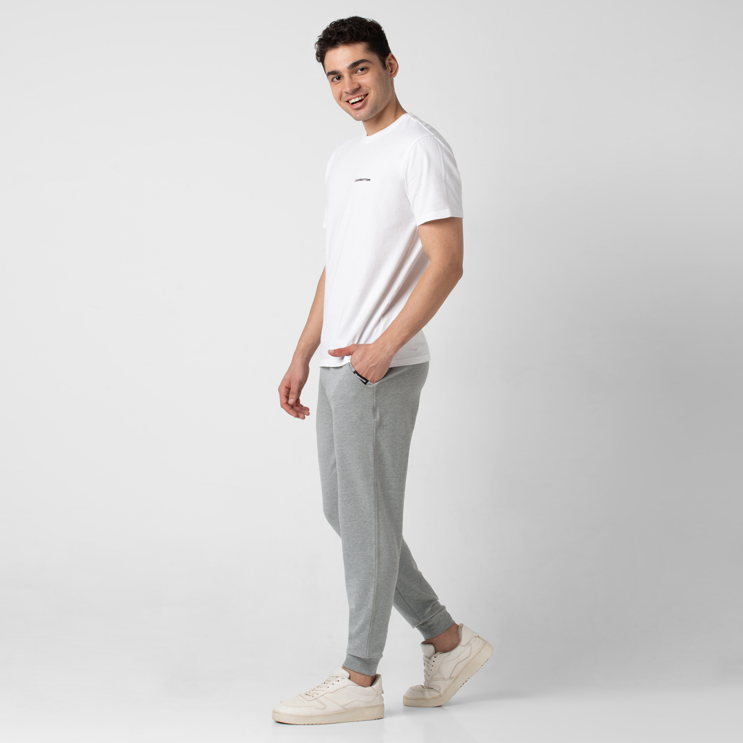 Lounge Jogger Heather Grey full body on model