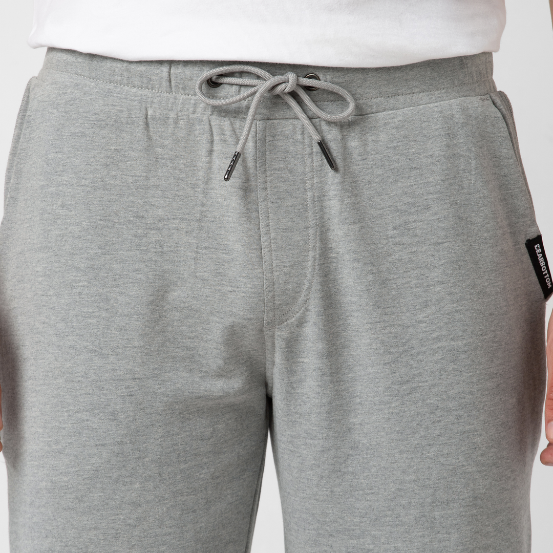 Lounge Jogger Heather Grey close up front on model