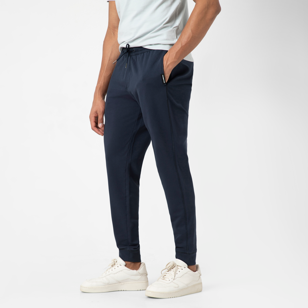 Lounge Jogger Navy side on model