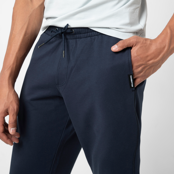 Lounge Jogger Navy close up side on model