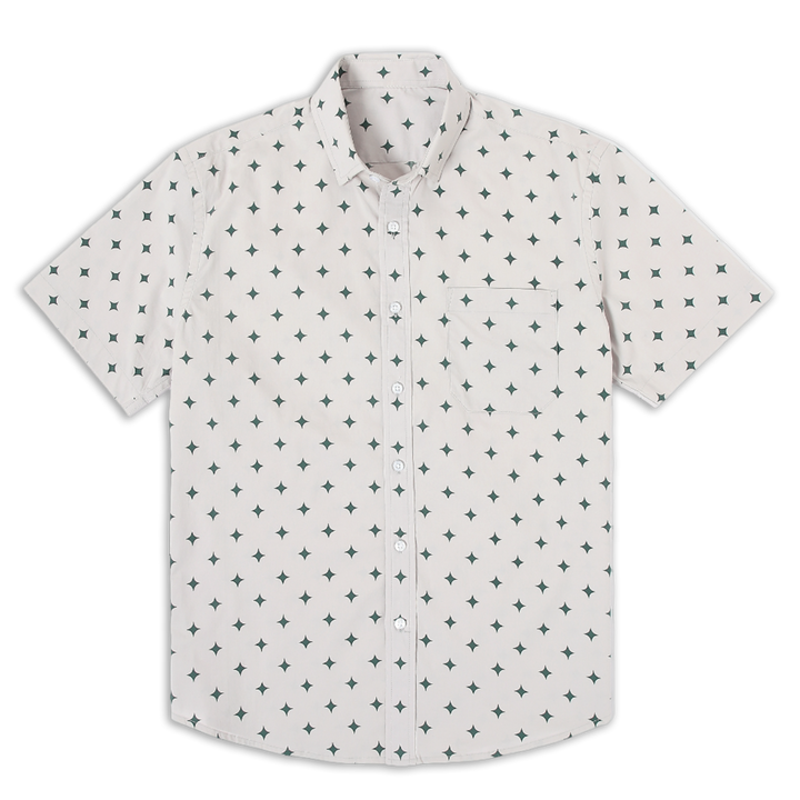 Marina Shirt Flash front with white buttons, button collar, short sleeves and front left patch pocket