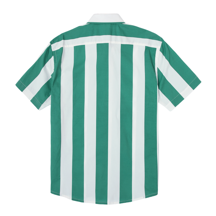 Marina Shirt Green Stripe back with collar and short sleeves
