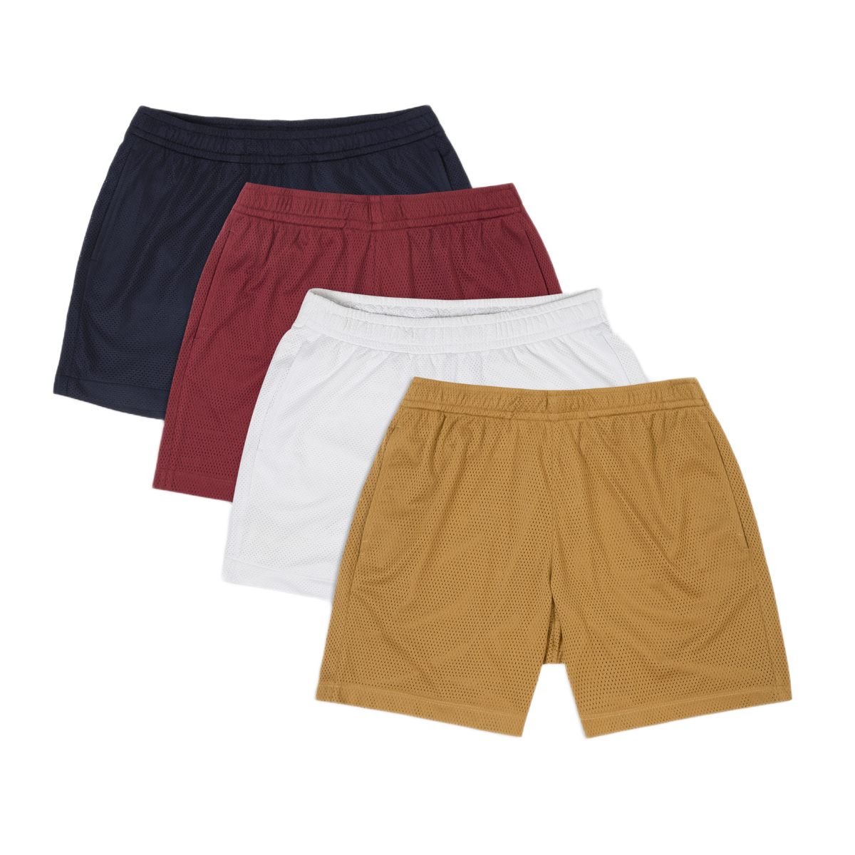 Mesh Short 4 Pack in Navy, Brick, White and British Khaki