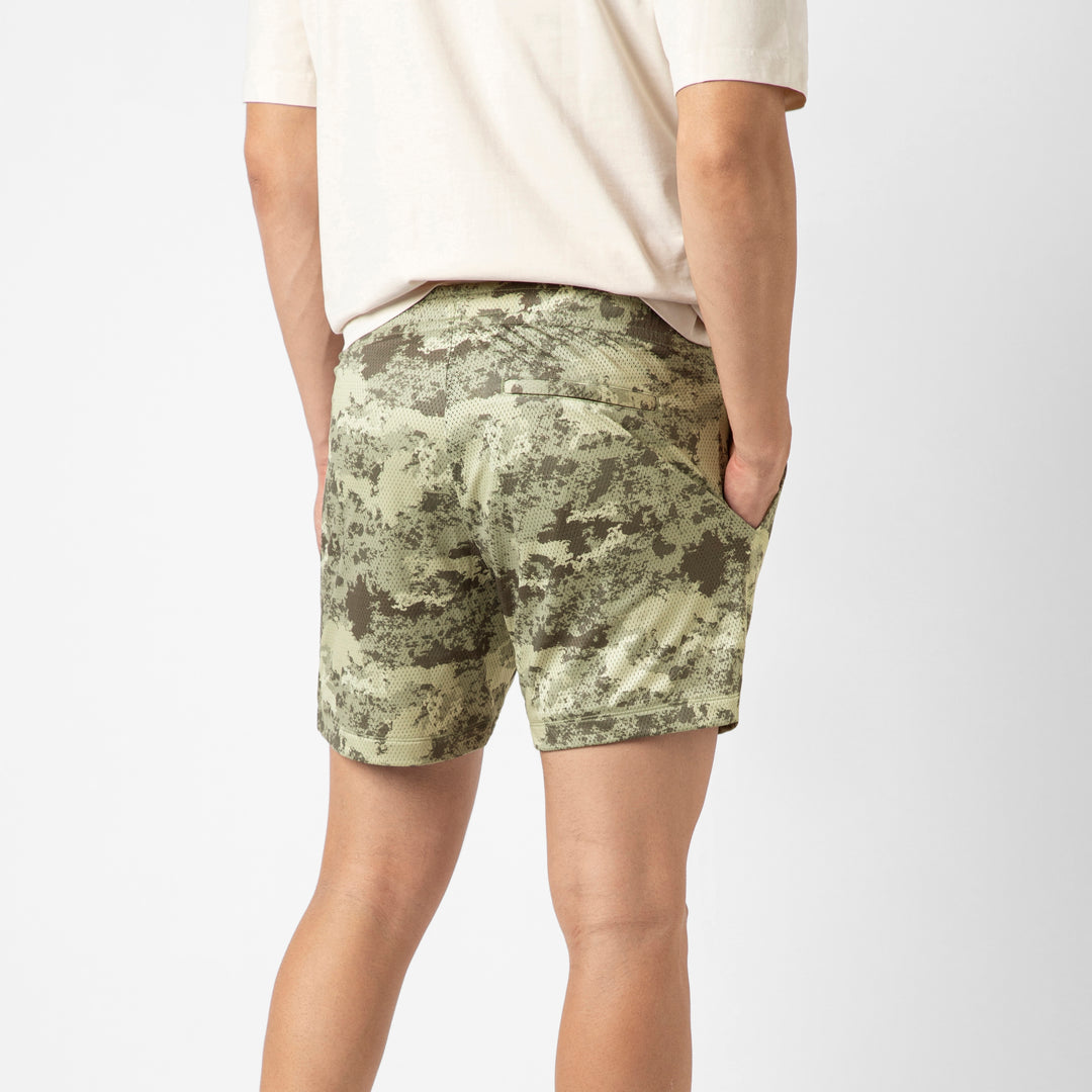 Mesh Short Camo Sand back on model
