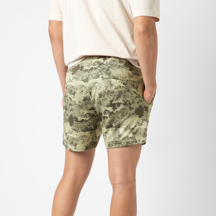 Mesh Short Camo Sand back on model