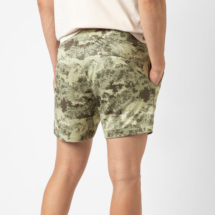 Mesh Short Camo Sand back on model